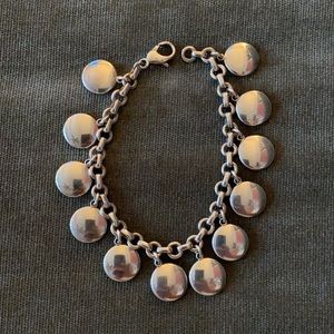 Tiffany Silver Dangling Round Discs Charms Bracelet